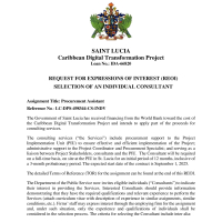 Government of Saint Lucia: Caribbean Digital Transformation Project Loan No.: IDA-66820 - Procurement Assistant